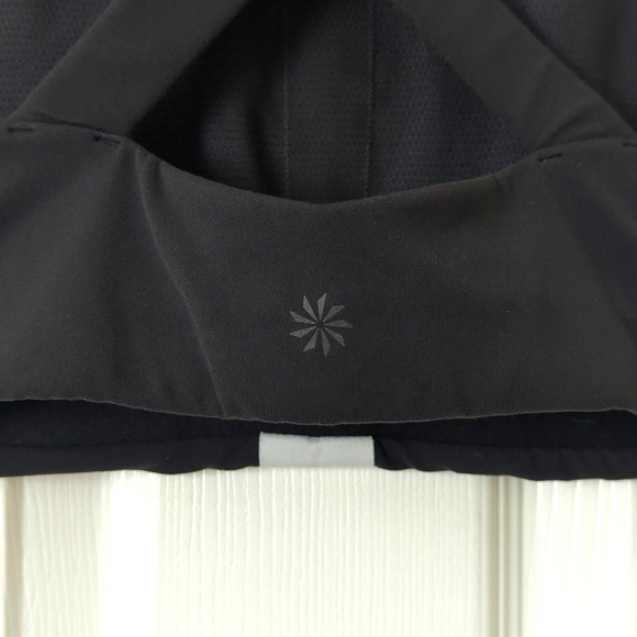 Athleta Powervita Rose Stripe Round Neck Crossback Pullover Sports Bra Black S - Picture 9 of 10